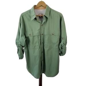 10 X Green Vented Cool Mesh Fishing Shirt Vintage USA Very Good Size Large